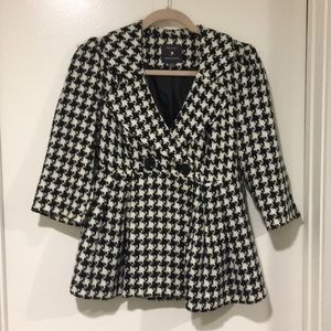 Houndstooth flare waist jacket